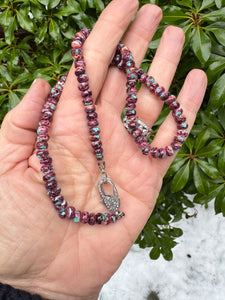 Spiny Turquoise Beaded Necklace with Diamond Heart Clasp