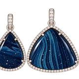 Blue Leland Gemstone with Diamond Border Pendants