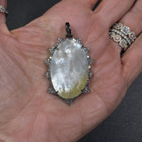 Mother of Pearl and Pave Diamond Art Deco Pendant
