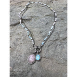 Double Strand Aquamarine Beryl and Silver Chains with Diamond Clasp
