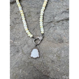 Yellow Opal Rondelle Beaded Necklace with Diamond Clasp