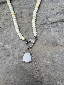 Yellow Opal Rondelle Beaded Necklace with Diamond Clasp