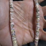Rhodochrosite  Heishi Beaded Necklace with Pave Diamond Clasp