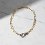 Matte Gold Large Paperclip Chain with Diamond Clasp