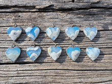 Dyed Blue Agate Heart with Diamond Border Pendant