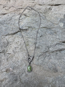 Sterling Silver Oval Textured Chain with Diamond clasp