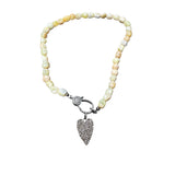 Yellow Opal Nugget Beaded Necklace with Diamond Clasp