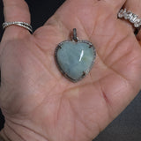 Aquamarine Puffy Heart with Pave Diamond Pendant
