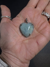 Aquamarine Puffy Heart with Pave Diamond Pendant