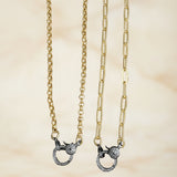 Matte Gold Necklace with Pave Diamond Clasp