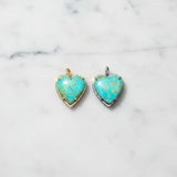 Puffy Iron Mountain Turquoise Heart with Diamond Border Pendant