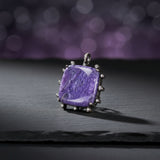 Charoite Square with Scattered Solitaire Diamonds