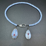 Angelite Teardrop Pendant with Ruby Center Stone