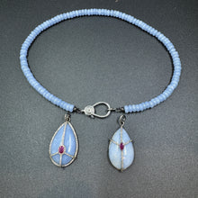 Angelite Teardrop Pendant with Ruby Center Stone