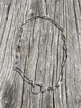 Oval Paperclip Chain Necklace with Pave Diamond Clasp