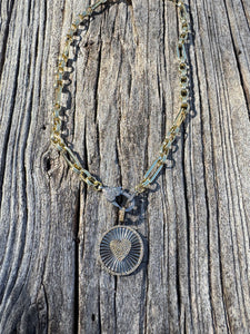 Fancy Paperclip Design Gold Chain Necklace with Diamond Clasp