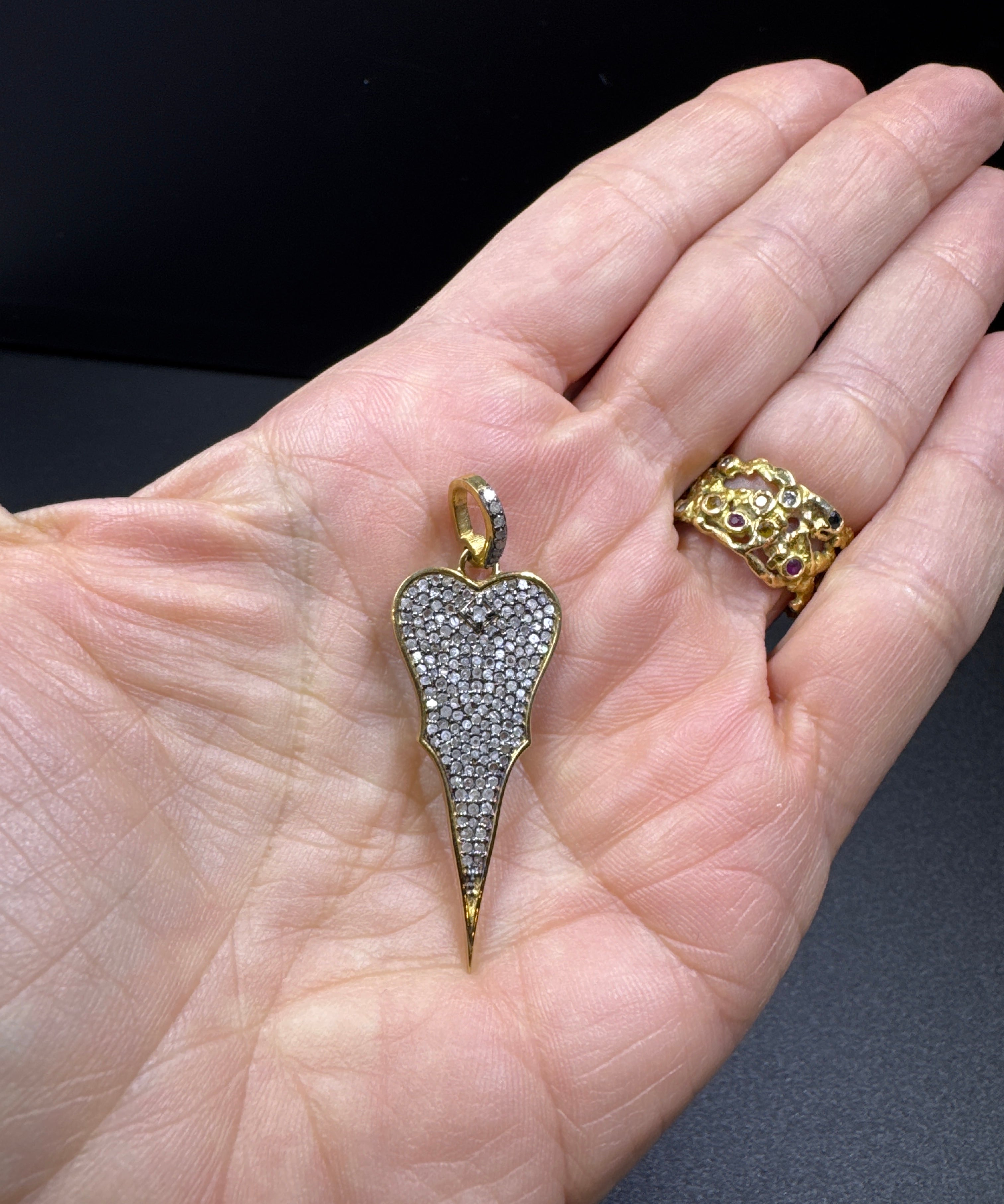 Diamond Heart Dagger Pendant
