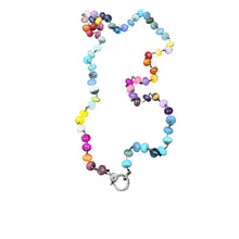 Rainbow Gemstone Beaded Necklace with Diamond Clasp