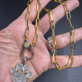 Gold Square Link Chain with Two Tone Diamond Clasp