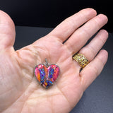 Multi Copper Turquoise and Pave Diamond Heart Pendants