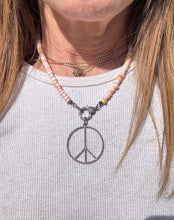 Peachy Pink Opal Beaded Necklace With Diamond Clasp