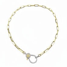 Gold Square Link Chain with Two Tone Diamond Clasp
