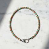 Spiny Oyster Heishi Beaded Necklace with Diamond Clasp
