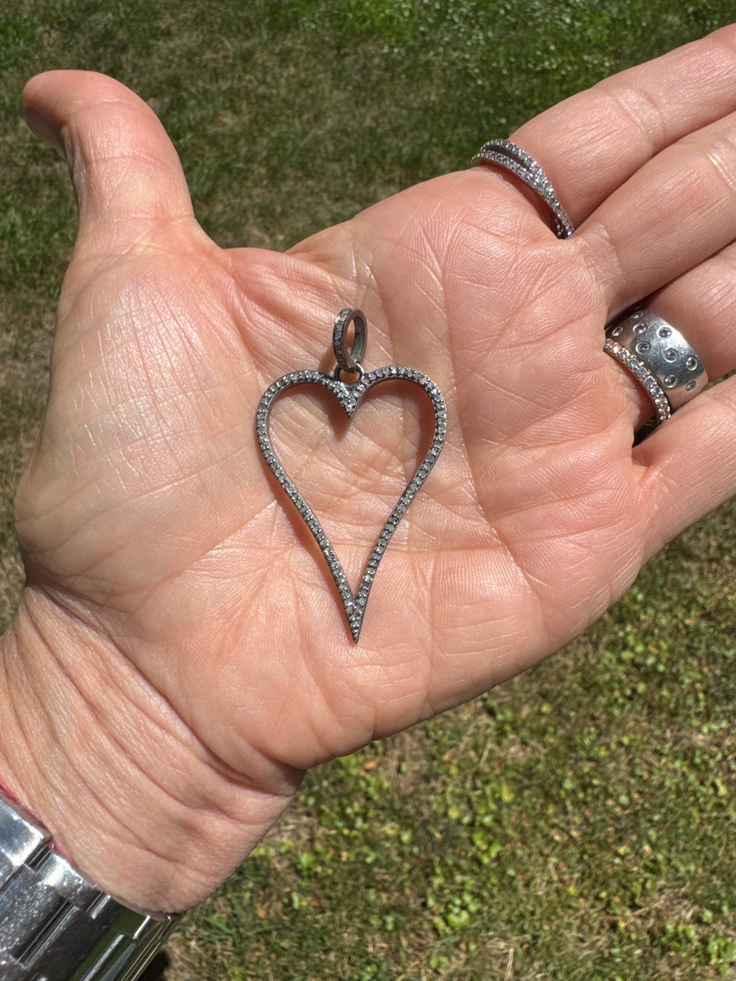 Pave Diamond Open Heart