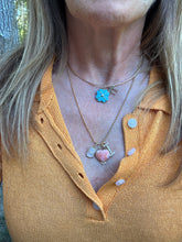 Turquoise Clover with Solitaire Diamonds 14k Gold Cage and Bail