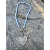 Angelite Smooth Beaded Necklace with Diamond Clasp