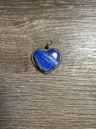 Puffy Lapis Heart with Diamond Border