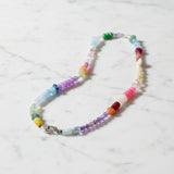 Hodgepodge Gemstone Beaded Necklace with Heart Diamond Clasp