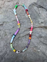 Hodgepodge Gemstone Beaded Necklace with Heart Diamond Clasp