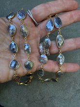 Mystic Labradorite Bezel Necklace with Diamond Clasp
