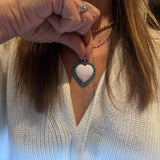 Pink Opal Heart with Turquoise and Diamond Border Pendant