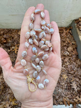 Pink Moonstone Beaded Necklace with Diamond Clasp