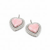 Pink Opal Heart with Pearl and Diamond Border Pendant