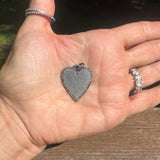 Matte Silver Heart with Diamond Border