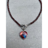 Garnet Beaded Necklace with Pave Diamond Clasp