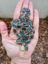 London Blue Quartz Oval Bezel Necklace with Diamond Clasp