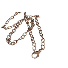 Rose Gold Flat Oval Link Chain Necklace with Diamond Clasp