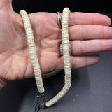 Long Shell and Bone Beaded Necklace with Diamond Clasp