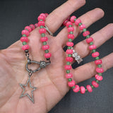 Two Color Way Opal Beaded Necklace with Diamond Clasp