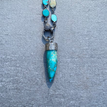 Turquoise Horn with Pave Diamond Cap Pendant