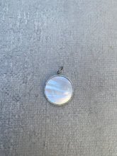 Mother of Pearl and Pave Diamond Border Disc Pendant