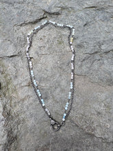 Double Strand Aquamarine Beryl and Silver Chains with Diamond Clasp