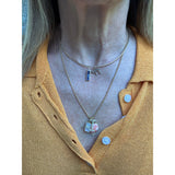 Blue Sapphire Bar with 14k Gold Border