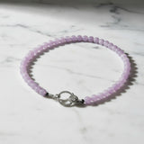 Kunzite Round Beaded Necklace with Diamond Clasp