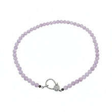 Kunzite Round Beaded Necklace with Diamond Clasp