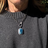 Shattuckite Gemstone and Pave Diamond Pendants